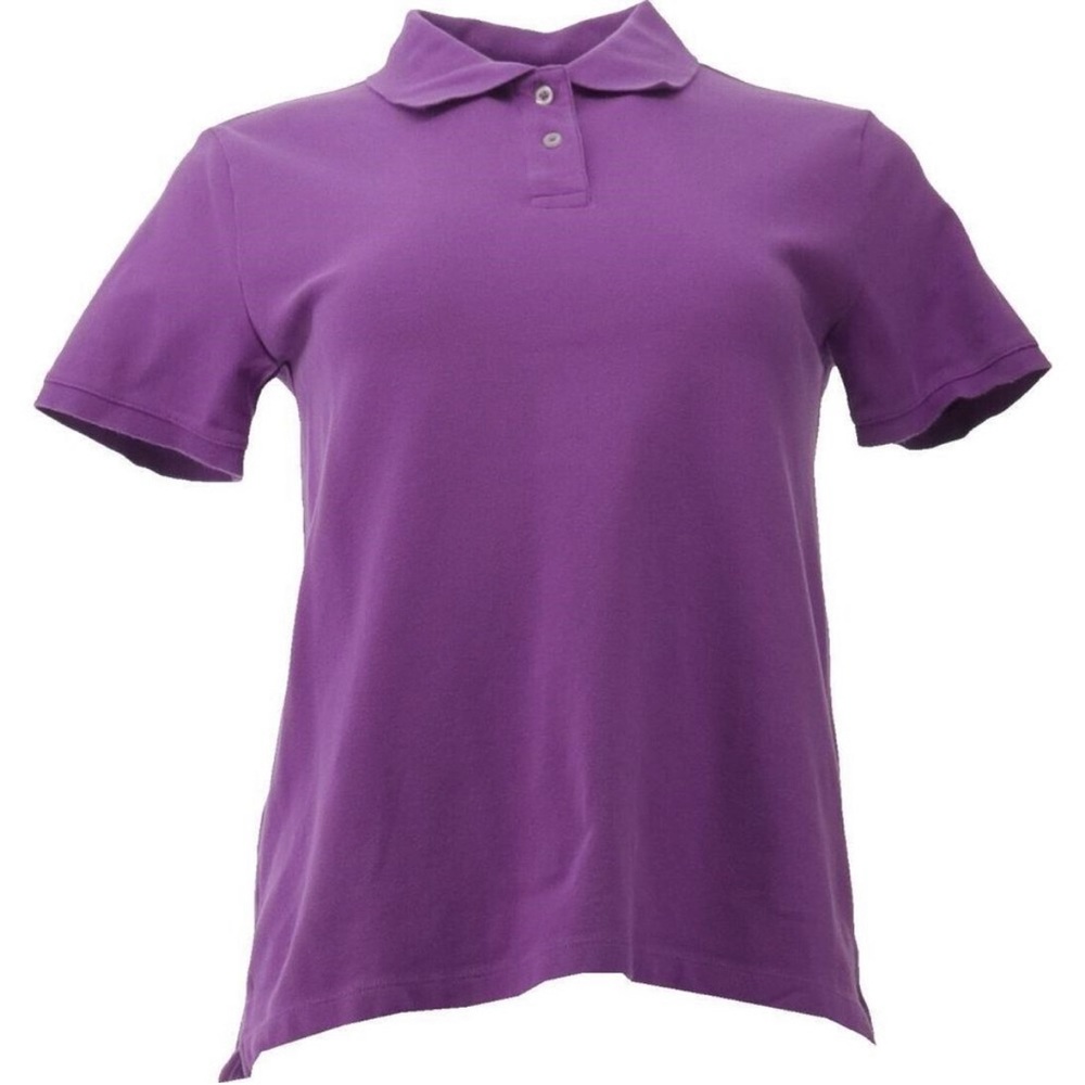 XL PETITE Women’s Lands’ End Short Sleeve Mesh Polo Shirt - Purple (C3)